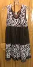 Women Brown Lace Mini Dress Sleeveless Sz Large “Ya Los Angeles” ~ EUC