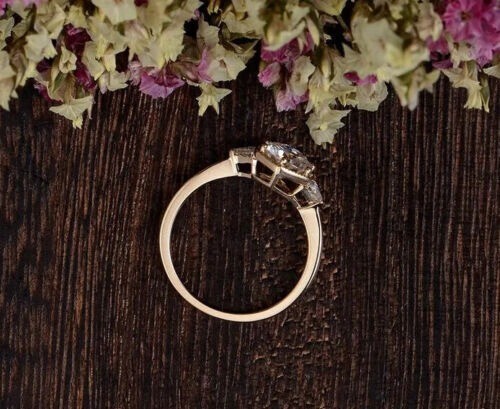 3.60 Ct Round Cut White Diamond Lab-Created Wedding Ring 14K Rose Gold Finish - Picture 6 of 7