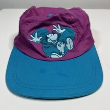 Vintage Disney Mickey Mouse Kids Snapback Hat Purple Teal 90s Retro Youth Cap