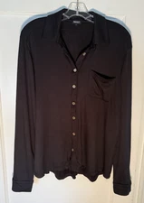 Bleusalt Malibu black Button Down Collar Shirt Women's Size 4/  -XL