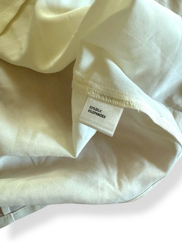 ST. JOHN Tie Neck Stretchy Silk Popover Blouse / Shell Ivory SS sz 10 New $395 - Picture 7 of 10