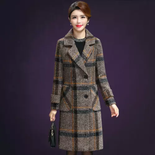 Women's Woolen Coat Autumn and Winter Mid Length Fashion Women's Coat - Picture 9 of 27