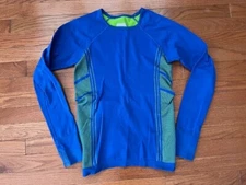 Athleta Womens Neothermal Long Sleeve Top Thumb Holes Blue Green Small S Active 