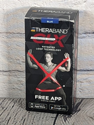 TheraBand CLX Bande de Résistance avec Boucles, Bande de Fitness - Bleu - Made In USA