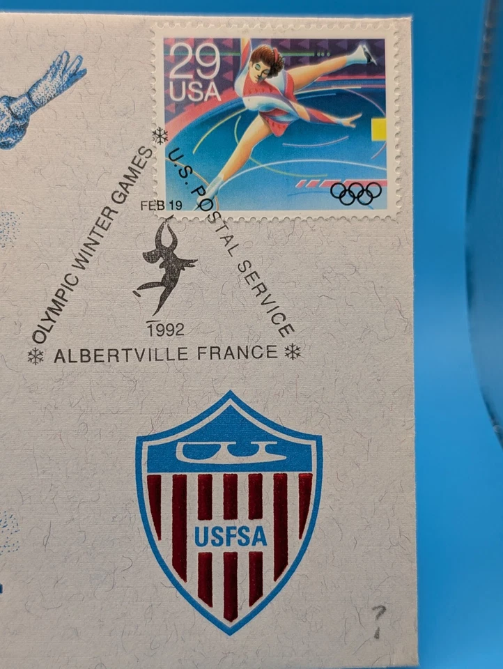USA 1992 Albertville Olympic Winter Games Figure Skating Cover w/ 29c Stamp - Image 2 of 3