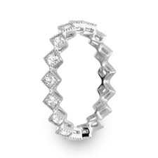 Sterling Silver Ladies Eternity Ring w/ 2 mm Square Shape CZ Stones