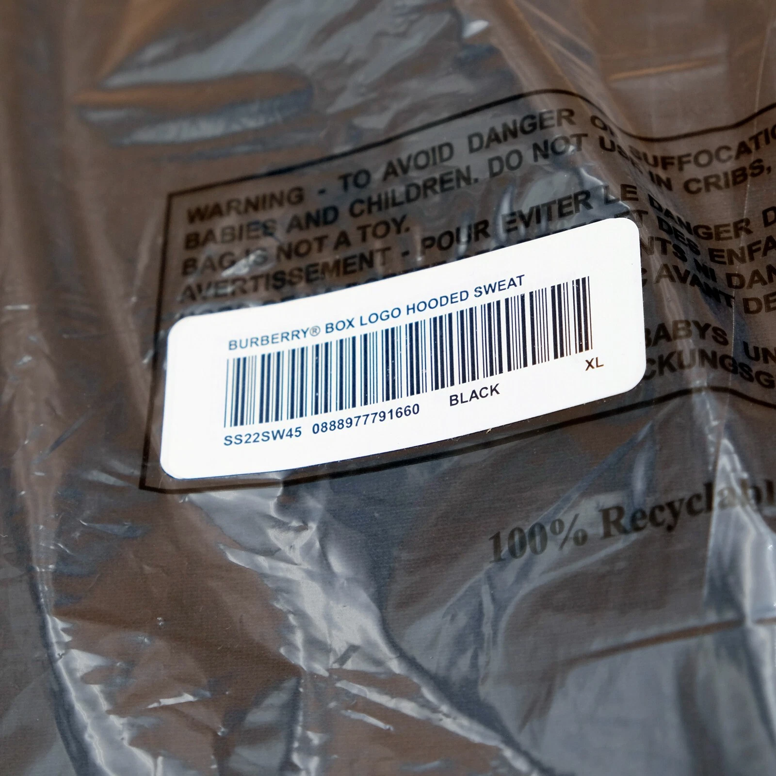 Felpa con cappuccio SS22 SUPREME X BURBERRY BOX LOGO NERO TAGLIA XL