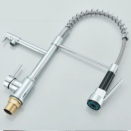 Modern Monobloc Pull Out Kitchen Mixer Tap Dual Spout Spray Single Lever Chrome - Picture 12 of 15