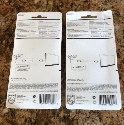 Lot Of 2 NEW PHILLIPS RG6 COAXIAL CABLE 6' LONG SWV1234/17 Sealed
