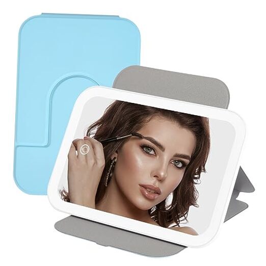 Portable LED Travel Makeup Mirror with 3 Adjustable Light Colors  