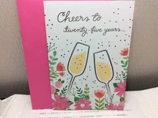 RSVP 25th ANNIVERSARY GREETING CARD New w/Envelope “Cheers to twenty-five years"