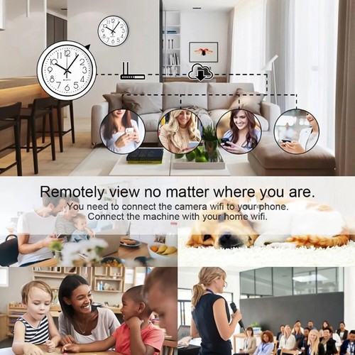 1080P HD Wifi IP Wall Clock Home Security Nanny Camera Support Phone Remote View - Afbeelding 8 van 19