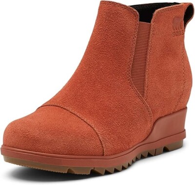 Sorel Womene Evie Pull On Bootie Wrap Red Waterproof Suede Wedge Ankle NL4910