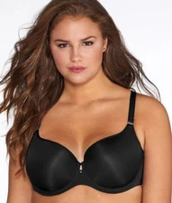 CURVY COUTURE BLACK TULIP SMOOTH CONVERTIBLE T-SHIRT BRA, SIZE US 42C
