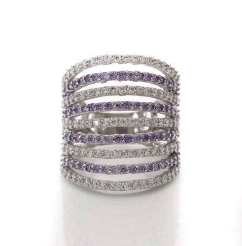 Umwerfend Cubic Zirkonia Nine Line Riesiges Hochzeit Damen Ring Variant Color - Bild 122 von 129
