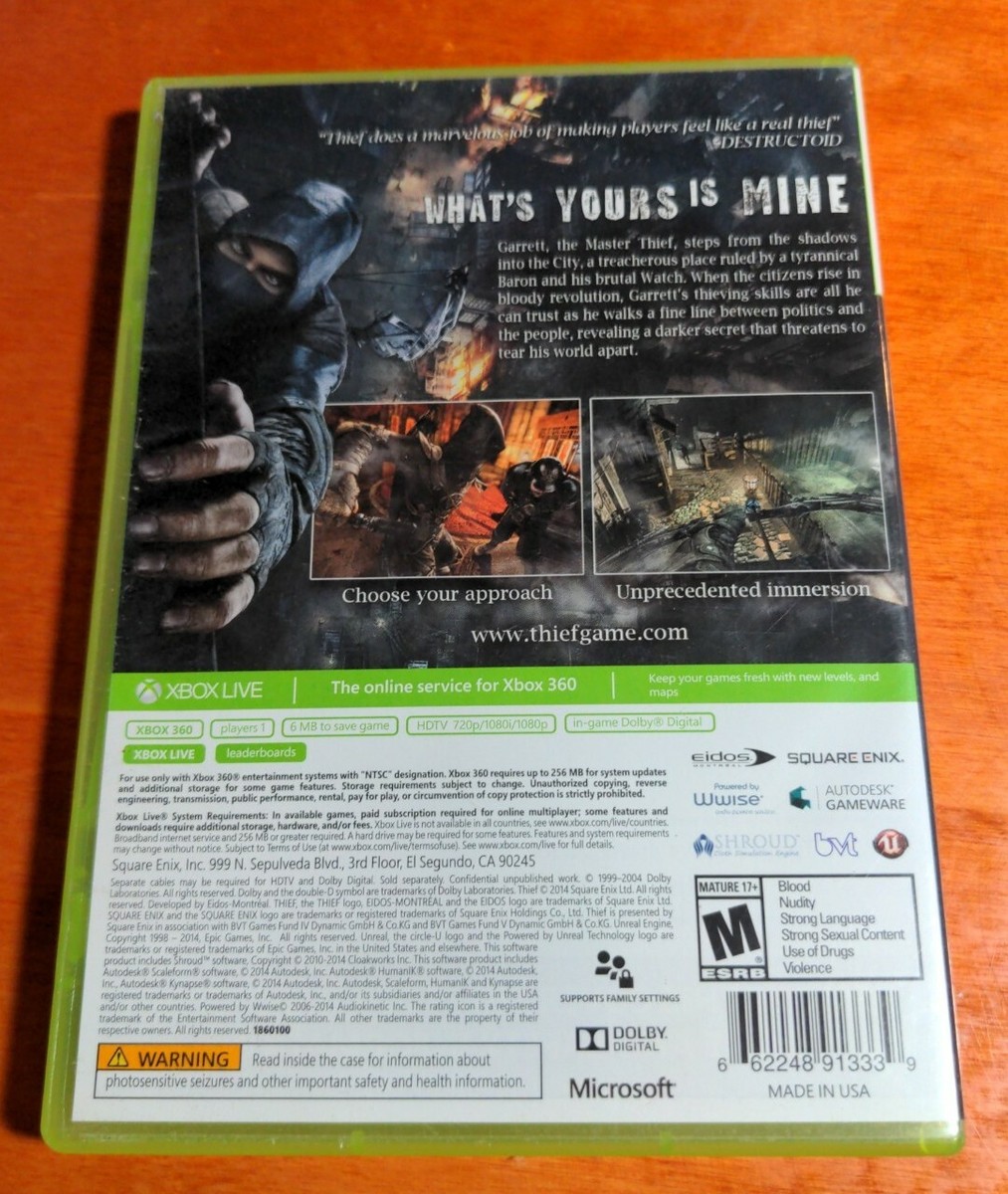 Thief Microsoft Xbox 360 Eidos Interactive Square Enix Autodesk
