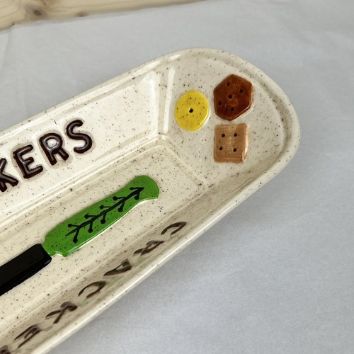 Bandeja para servir galletas de cerámica esmaltada de colección firmada y fechada 1982 - hecha a mano - Imagen 3 de 9
