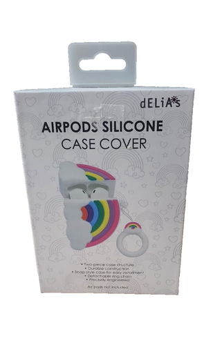 NEW - dELIAs Airpods Silicone Case Cover Rainbow Clouds Anti-Shock Keychain - Picture 10 of 10
