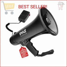Pyle Megaphone Speaker PA Bullhorn Built-in Siren - Adjustable Volume Control & 