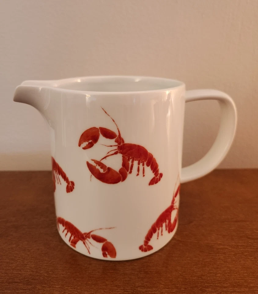 Set of 2 Studio Nova Porcelain Pitchers White w/Lobster Red Y0723 Blue Y0724  - Image 2 of 4