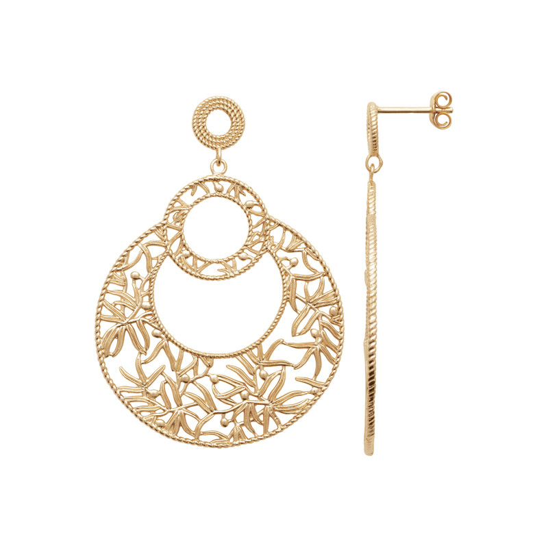 Boucles d'oreilles pendantes ajourées en or 750/000, le cadeau idéal pour femme