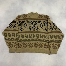 Vintage Knitted Jumper Abstract Patterned Grandad Knit Sweater Men's L