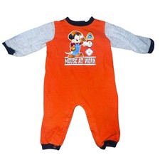 Vintage Disney baby Mickey Mouse pluto "mouse at work" construction romper 12mon