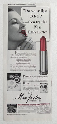 1939 Max Factor Print Ad Tru-Color Red Lipstick Actress Andrea Leeds Mail-Coupon