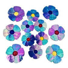 12 Flower Stained Glass Mosaic Tiles - 2 Size Floral Petals  Flat Bead Mosai...