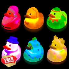 Jofan 6pk Light Up Ducks Bath Toys for Kids Toddlers