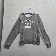 Abercrombie  Fitch Men Sweatshirt L Gray Embroidered New York Muscle Y2K READ