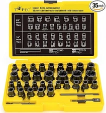 35-Piece Broken Bolt Extractor Set, Impact Bolt & Nut Remover Socket Set,