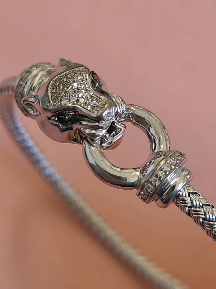 Brazalete con cabeza de pantera de plata de ley 925 EFFY Foto 2 de 4