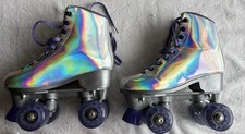 JAJAHOHO Women's High Top Roller Skates Silver Holographic Purple - Size 3