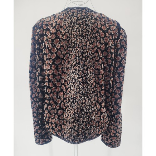 Papell Boutique Evening Black Floral Velvet Sequin Jacket Women’s Size L - Picture 2 of 11