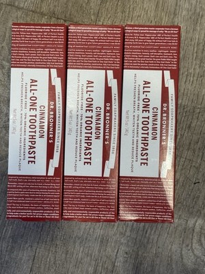 3 Pack! Dr Bronner's Cinnamon Organic All-One Toothpaste 5 oz. Fluoride Free