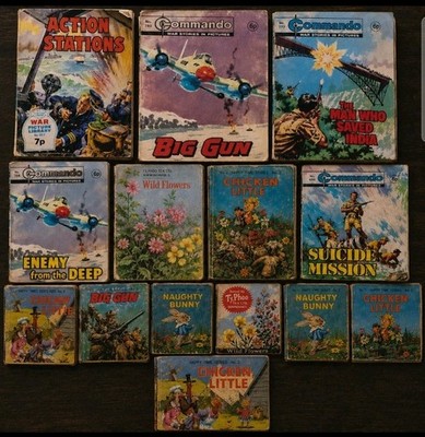 Vintage Brooke Bond Bilderkartenalben Restposten komplett + Commando Comics Bücher