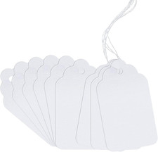 500 White Paper Tags with Pre-Tied String Writable Blank Tags for Crafts Holida