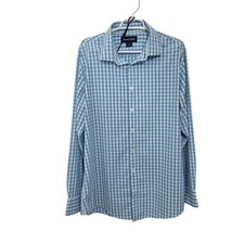 Mizzen Main Dress Shirt Mens XL Trim Fit Gingham Plaid Long Sleeve Stretch