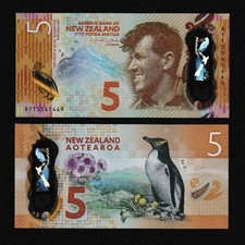 UNC New Zealand $5 Five Dollars Banknote 2015 Polymer Series