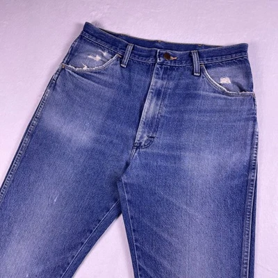 Vtg 70s Rustler Jeans Mens 32x33 Blue Denim Straight Leg USA Distressed Talon - Image 1 of 4
