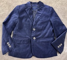 Janie And Jack San Francisco Velvet Blazer Jacket Boys 6 Navy Blue Coat EUC