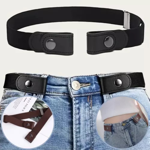 No Bulge Hassle Buckle-Free Elastic Belts Womens Mens Invisible Belt Jeans Dress - Picture 1 of 9