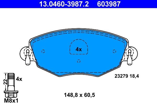 Ate 13.0460-3987.2 Bremsbelagsatz, Scheibenbremse FüR Ford Jaguar-image