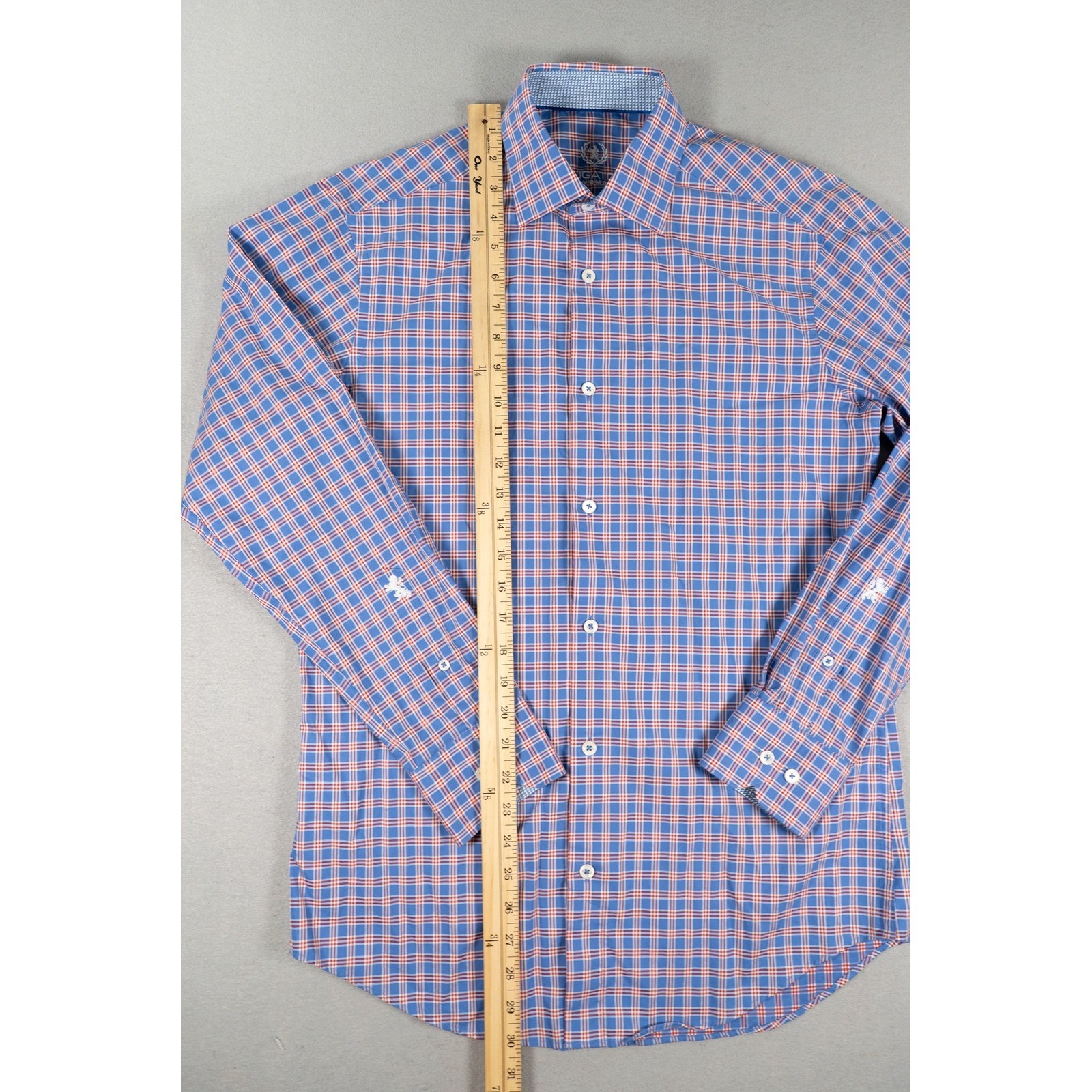 Bugatchi Uomo Mens Plaid Button Down Shirt Blue Red 14.5 32/33 Cotton Classic image 8