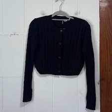 H&M Divided Black Cable Knit Cropped Cardigan...
