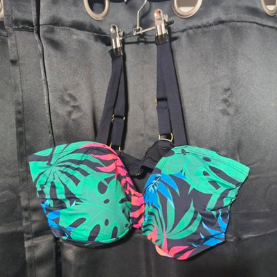 Women's 2-Piece Tropical Print Underwire Bikini Set Adjustable Straps 38D
