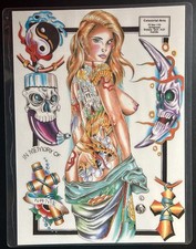 Tattoo Flash - Celestrial Arts - 20 Laminated Original Vintage Sheets - Set 2