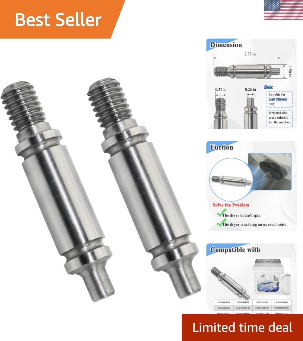 Durable 2Pcs Dryer Drum Support Roller Shaft – Easy Installation, Left Thread