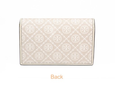 New Tory Burch T Monogram Ivory Jacquard Wallet Crossbody Clutch